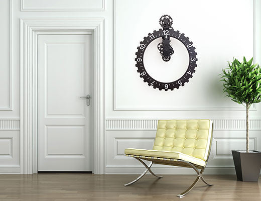 Black Big Wheel Wall Clock